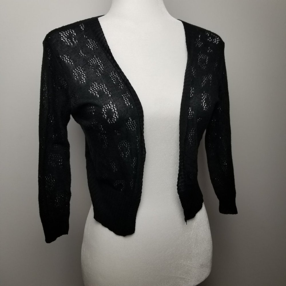 With USA Shrug Sweater Black M
